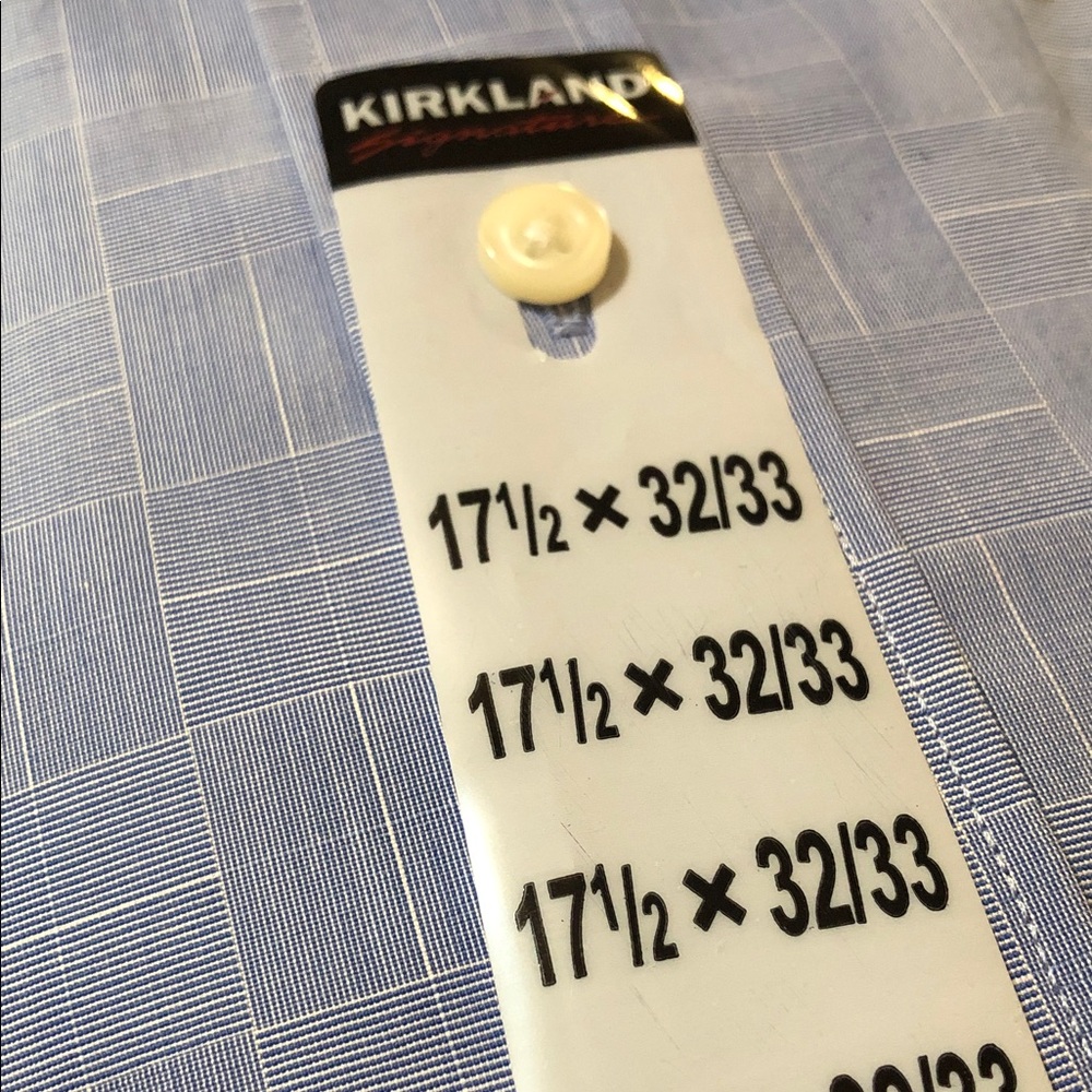 Kirkland Signature Light Blue Windowpane Dress Shirt with Button-Down Collar - Picture 3 of 4